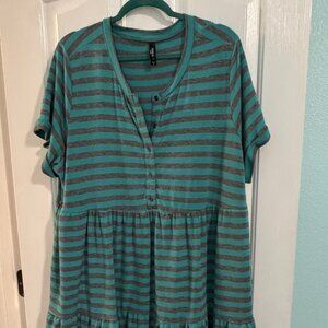 Torrid Striped Babydoll Dress Teal Gray Size 3 New